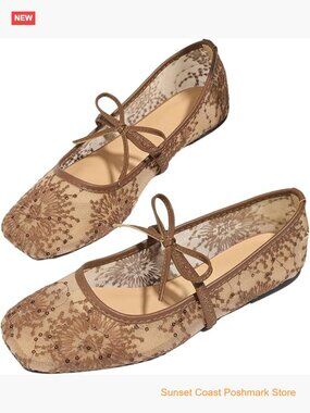 Polka Dots Mesh Ballet Flats Bowknot Pointed Toe Slip On Comfortable Work Shoes